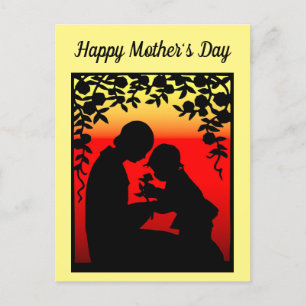 Carte postale de la silhouette de la mère et de l'