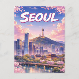 Carte postale de la skyline de Séoul en Corée du S