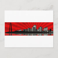 Carte postale de la skyline de St. Louis (rouge)