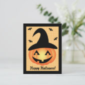Carte postale de la sorcière citrouille Halloween  (Debout devant)