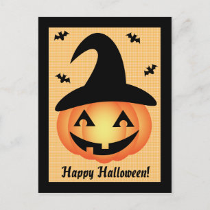 Carte postale de la sorcière citrouille Halloween 