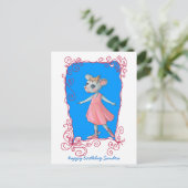 Carte postale de la souris de ballon rose (Debout devant)
