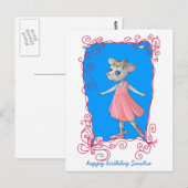 Carte postale de la souris de ballon rose (Devant / Derrière)