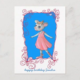 Carte postale de la souris de ballon rose