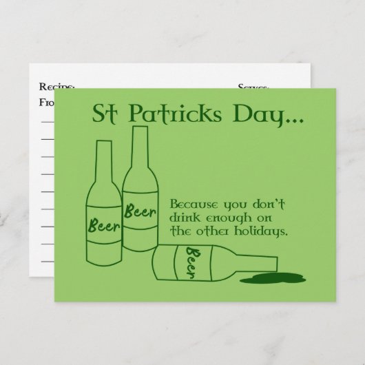 Carte postale de la St Patrick's Day Recette (Devant / Derrière)