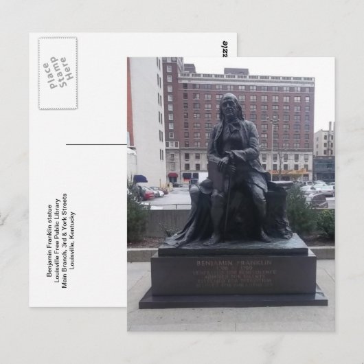 Carte postale de la statue de Benjamin Franklin (Devant / Derrière)