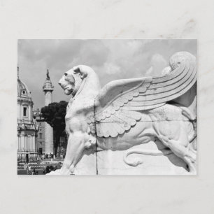 Carte postale de la statue du Lion ailé, Rome, Ita