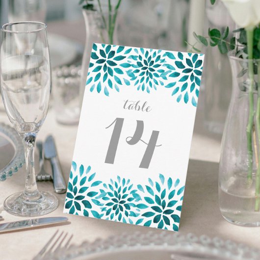 Carte postale de la table Chrysanthemum turquoise 
