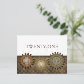 Carte postale de la table des engrenages Steampunk (Debout devant)