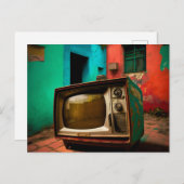 Carte postale de la télévision rétro colorée (Devant / Derrière)
