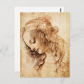 Carte postale de la tête de femme Da Vinci (Devant / Derrière)