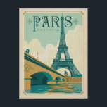 Carte Postale  de la Tour Eiffel - Paris France<br><div class="desc">Anderson Design Group est une entreprise d'illustration et de design primée à Nashville,  Tennessee. Le fondateur Joel Anderson dirige une équipe d'artistes talentueux pour créer des affiches originales qui ressemblent à des imprimés publicitaires vintage classiques des années 1920 aux années 1960.</div>