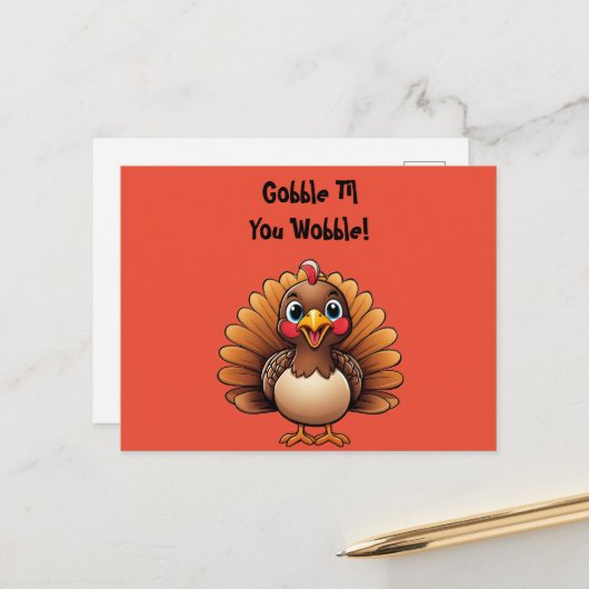 Carte postale de la Turquie mignonne "Gobble Til Y (Devant/Arrière en situation)