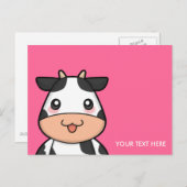 Carte postale de la vache Cute Kawaii (Devant / Derrière)