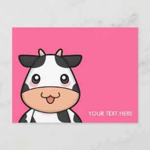Carte postale de la vache Cute Kawaii