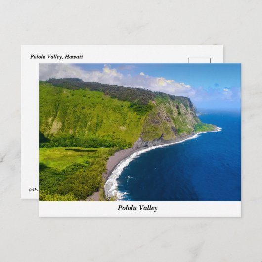 Carte postale de la vallée de Pololu (Devant / Derrière)