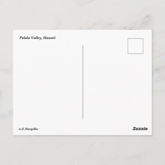 Carte postale de la vallée de Pololu (Dos)