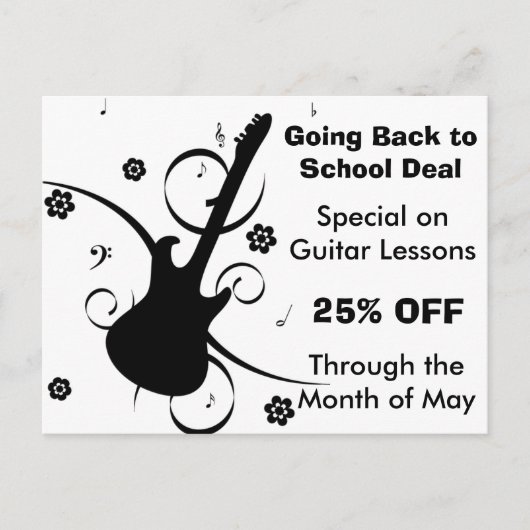 Carte postale de la vente de leçons de guitare (Devant)