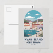Carte postale de la vieille ville de Hvar - Explor (Devant / Derrière)