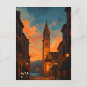 Carte postale de la vieille ville de Hvar Island -