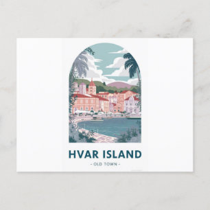 Carte postale de la vieille ville de Hvar Island -