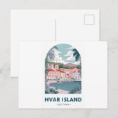 Carte postale de la vieille ville de Hvar Island - (Devant / Derrière)