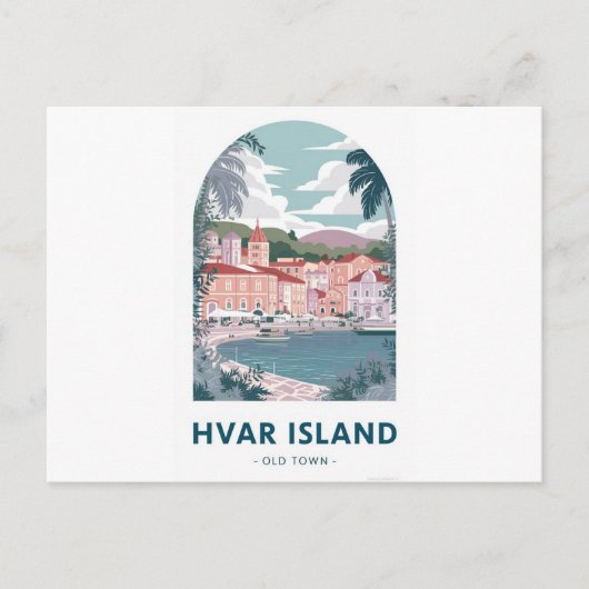 Carte postale de la vieille ville de Hvar Island - (Devant)