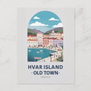 Carte postale de la vieille ville de Hvar Island -
