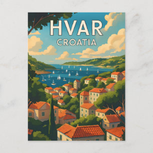 Carte postale de la vieille ville de Hvar Island -