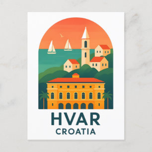 Carte postale de la vieille ville de l'île de Hvar