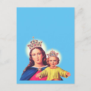 Carte postale de la Vierge Marie Reine avec Jésus