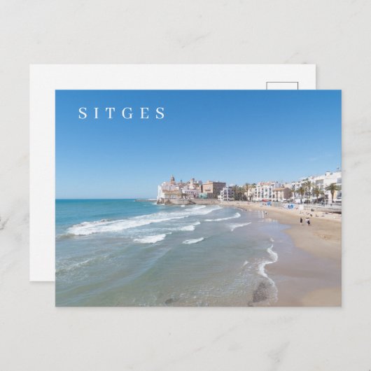 Carte postale de la vue de la plage de Sitges (Devant / Derrière)