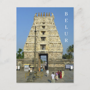 Carte postale de la vue du temple de Belur en Inde