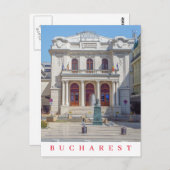 Carte postale de la vue du théâtre de Bucarest (Devant / Derrière)