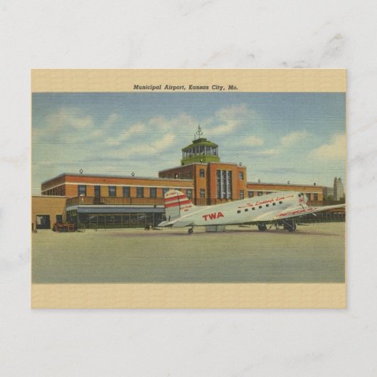 Carte postale de l'aéroport municipal de Kansas Ci (Devant)