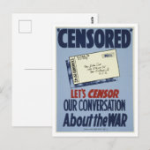 Carte postale de l'affiche de la censure 2ème guer (Devant / Derrière)