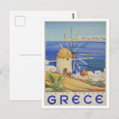 Carte postale de l'affiche de voyage de Grèce vint (Devant / Derrière)