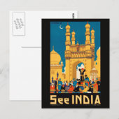 Carte postale de l'affiche de voyage en Inde (Devant / Derrière)
