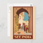 Carte postale de l'affiche de voyage en Inde (Devant / Derrière)