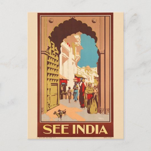 Carte postale de l'affiche de voyage en Inde (Devant)