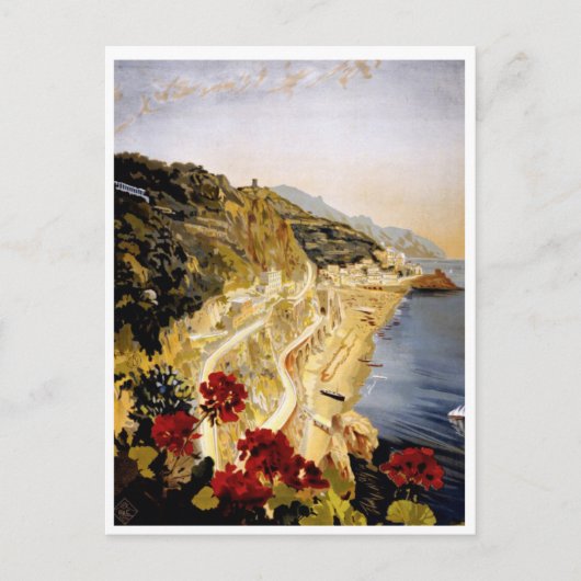 Carte postale de l'affiche de voyage Italie vintag (Devant)