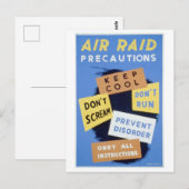 Carte postale de l'affiche des précautions de raid (Devant / Derrière)