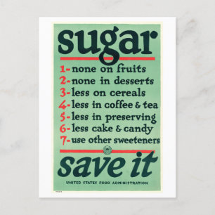 Carte postale de l'affiche vintage Wartime "Sugar
