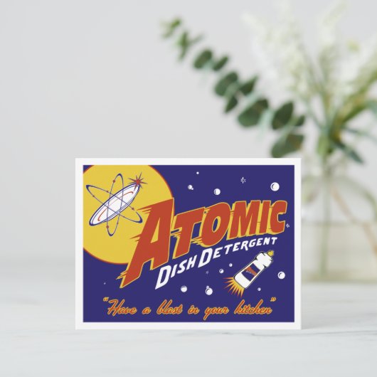 Carte postale de l'âge atomique : Détergent à plat (Debout devant)