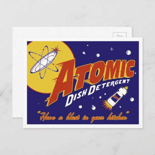 Carte postale de l'âge atomique : Détergent à plat (Devant / Derrière)