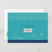 Carte postale de l'Aïd - bleu (Devant / Derrière)