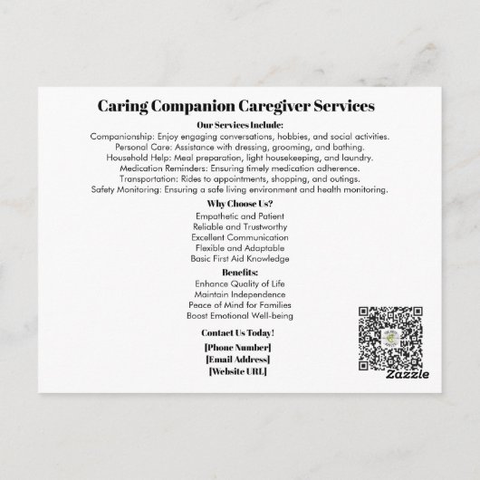 Carte postale de l'aidant (Dos)