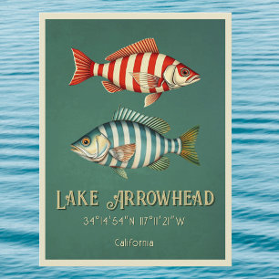 Carte postale de Lake Arrowhead Californie poisson