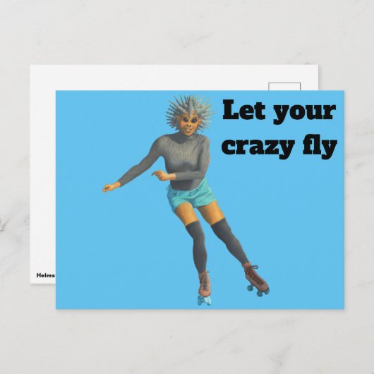 Carte postale de l'Alien femme Roller Skating Imag (Devant / Derrière)