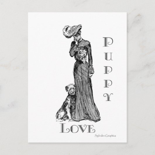 Carte postale de l'amour du chiot (Devant)